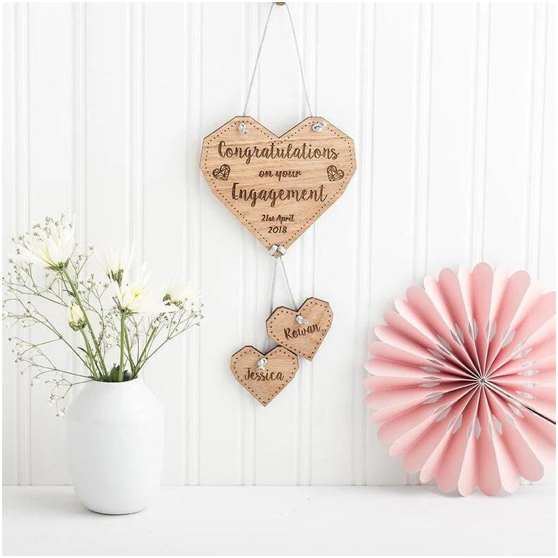 Family of hearts plaque, Christmas gift Family tree Laser cut Engraved Wooden name signs Rustic family sign Personalised wall hanging