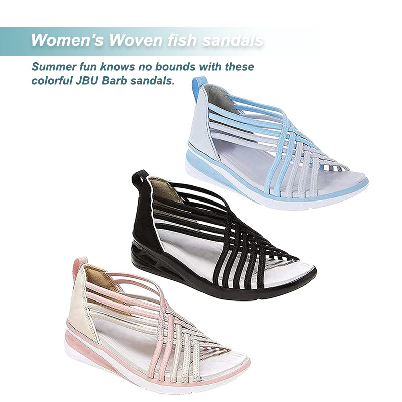 Women's Woven Fish Mouth Shoes Roman Sandals