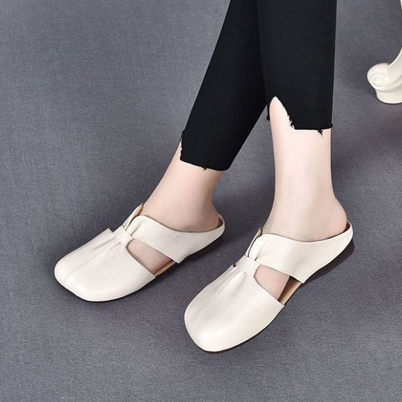 2022 Vintage Women's Leather Square Toe Shoes