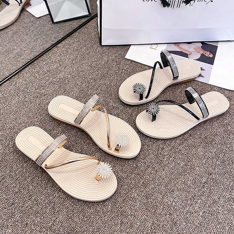 2022 New Shiny Flats Rhinestone Flip-Flops