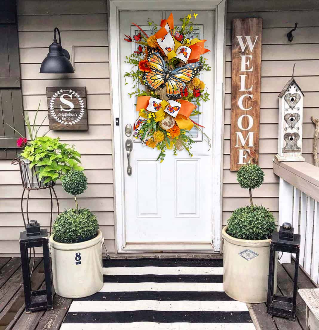 (💖Summer Promotion - 49%OFF💖)Summer Front Door Swag-Butterfly Wreath Home Decor