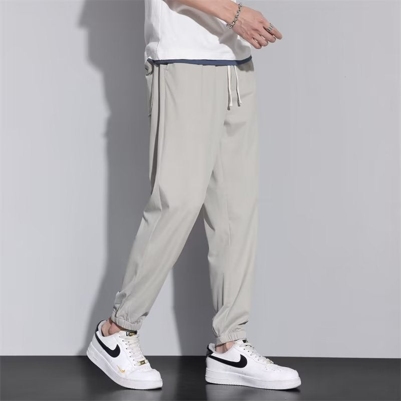 Smooth loose-fitting ice silk pants