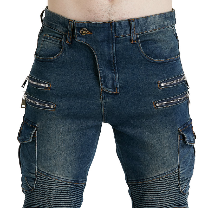 Cargo Multi Pocket Motorcycle Jeans