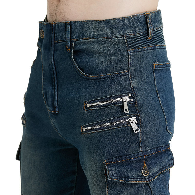 Cargo Multi Pocket Motorcycle Jeans