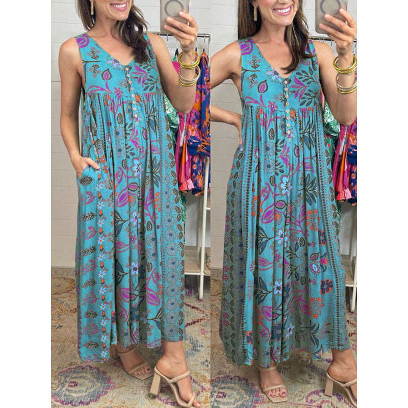 Printed Loose Sleeveless Jumpsuit