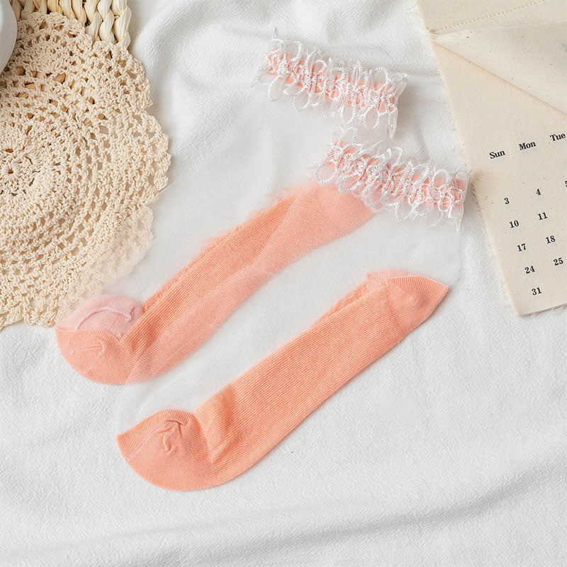 Summer Lace Crystal Socks
