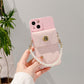 Camellia Pearl Chain Card Holder Phone Case
