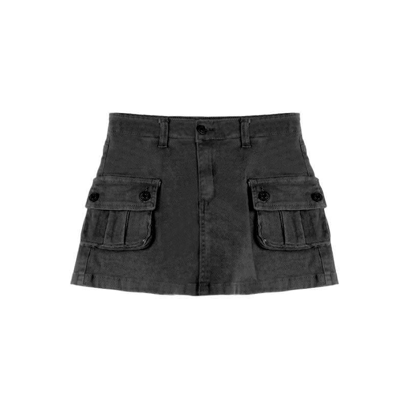 Women's A-Line Cargo Denim Skirt