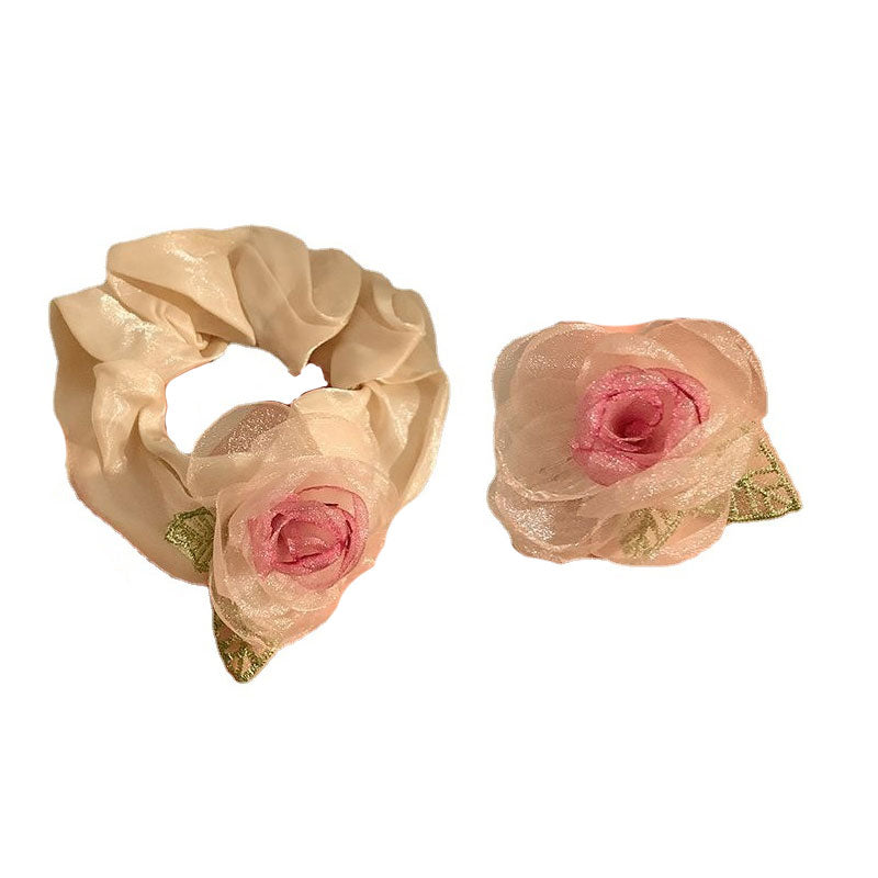 Dry Rose Organza Barrette