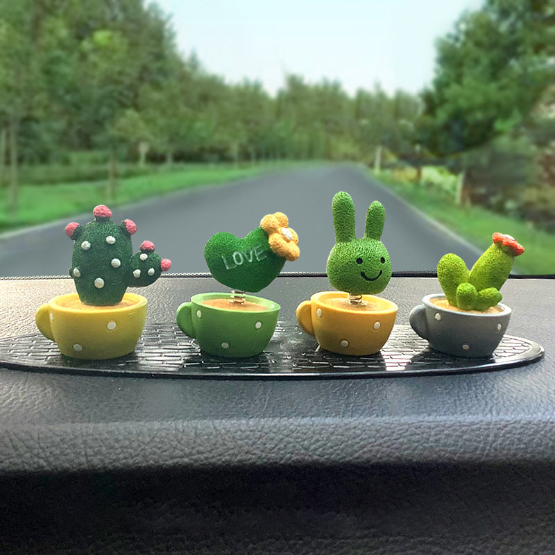 Cute Cactus Small Potted Car Ornaments