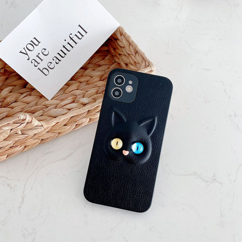 Different Pupil Black And White Cat Phone Case