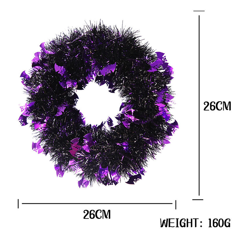 Wreath with Pumpkin Bat Skull