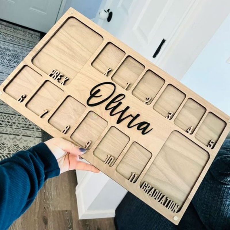 Wooden Child Growth Record Photo Frame