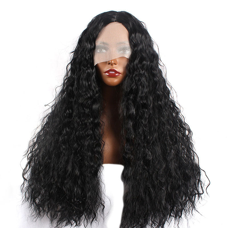 Black Middle Parted Small Curly Long Hair Wig