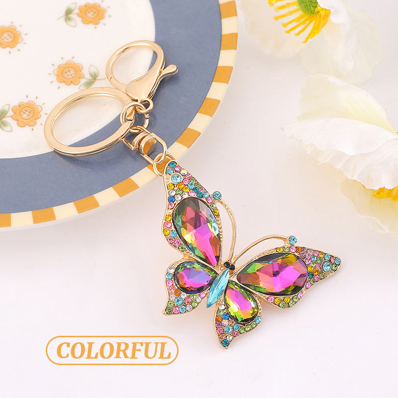 Colorful Diamond Hollow Butterfly Shape Keychain