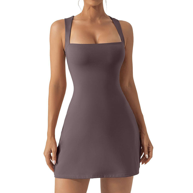 Solid Color Strap Sheath Dress