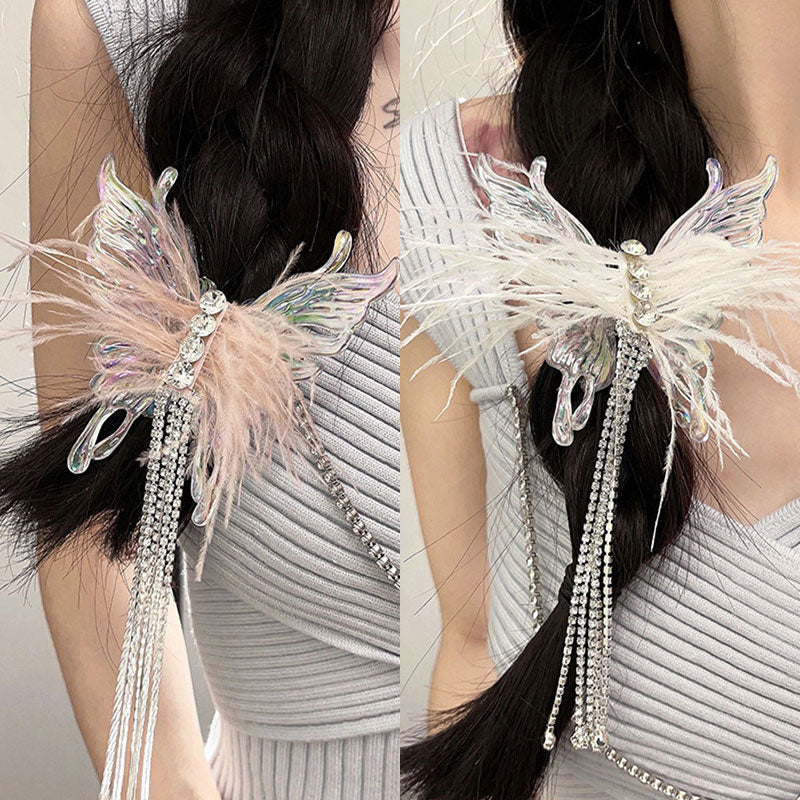 Butterfly Feather Tassel Barrette
