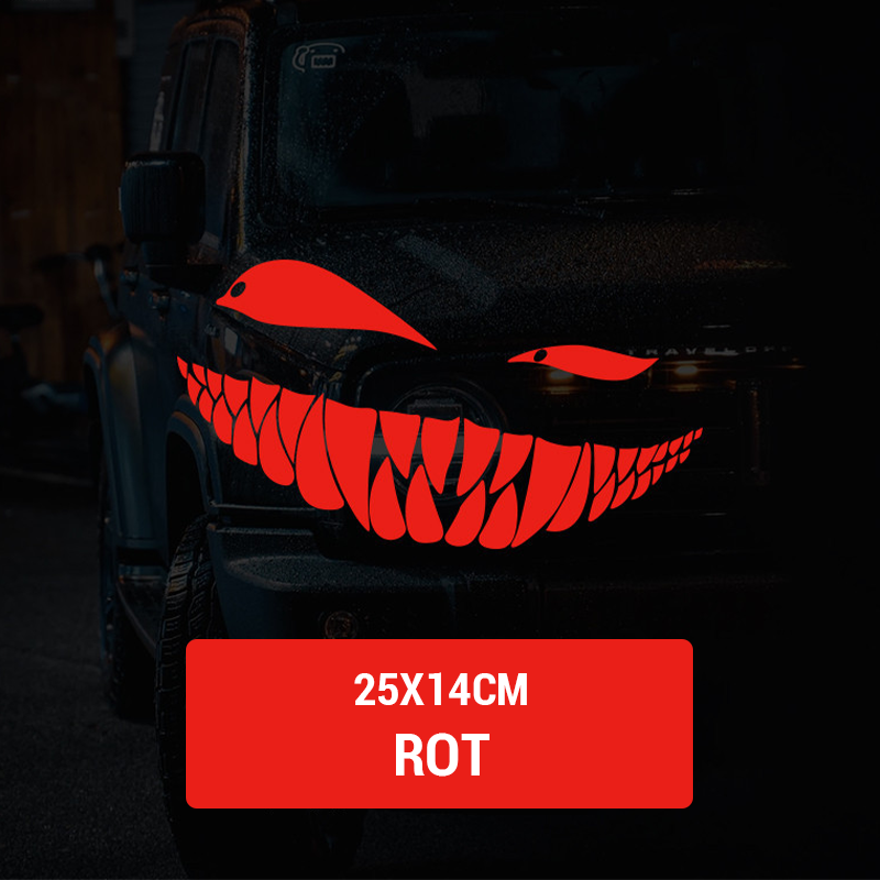 Auto-Aufkleber „Zähne schielen, lächeln“./Teeth squint evil smile sticker