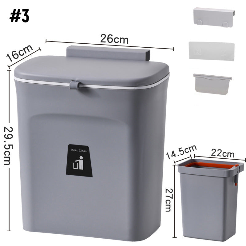 Kitchen Wall-Mounted Trash Can With Lid