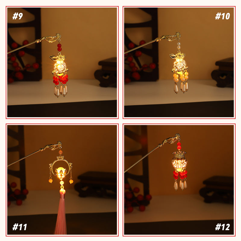 Retro Tassel Luminous Lantern Hairpin