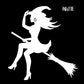 Halloween Witch Riding Broom Sticker
