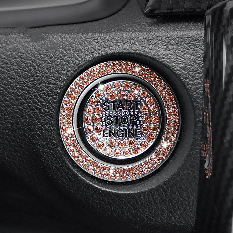 Car One-Button Start Rhinestone Decorative Sticker