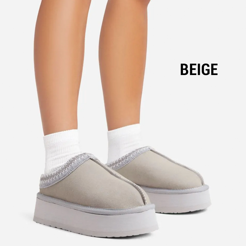 Faux Fur Lining Platform Slippers