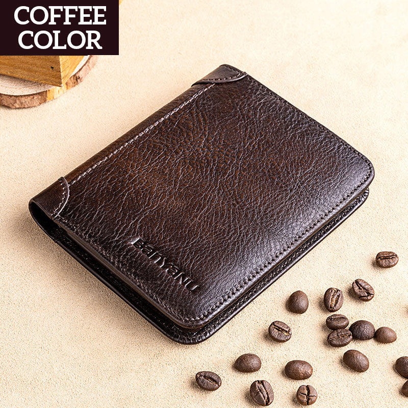 Multi-functional RFID Blocking Waterproof Durable Genuine Leather Wallet