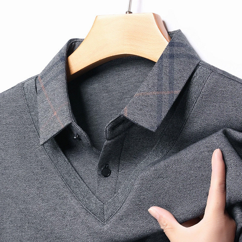 Fake To Deler Strikket Pullover - Fake Two Pieces Knitted Pullover