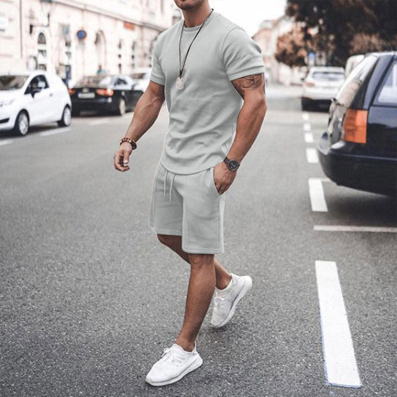 Men's Summer Short Sleeve Shorts Set