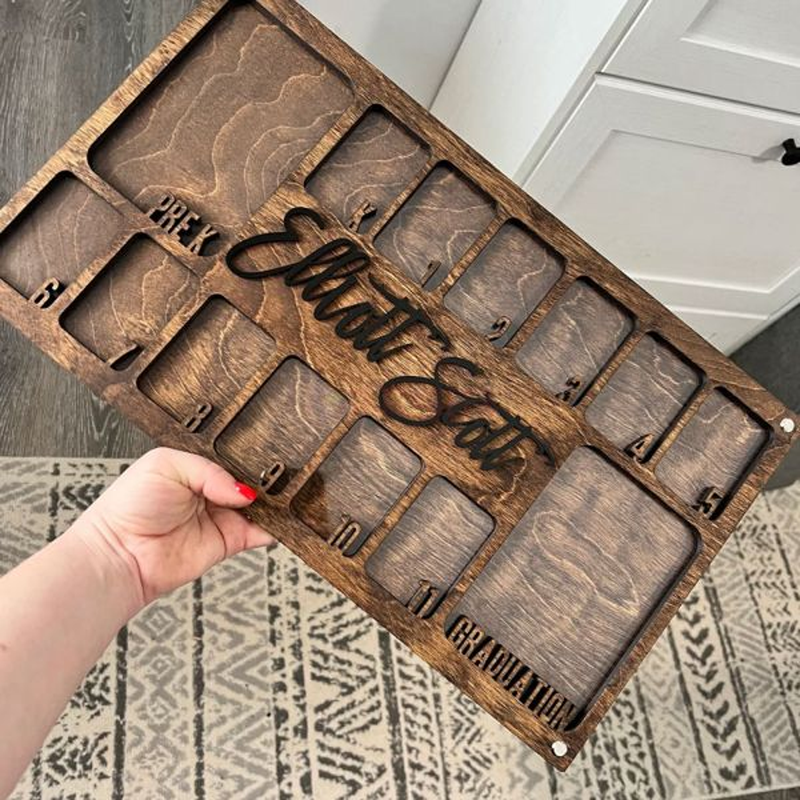 Wooden Child Growth Record Photo Frame