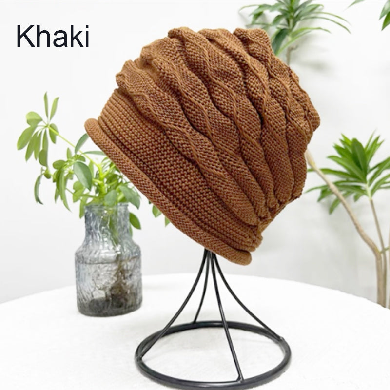 Pleated Hem Knitted Cold Hat