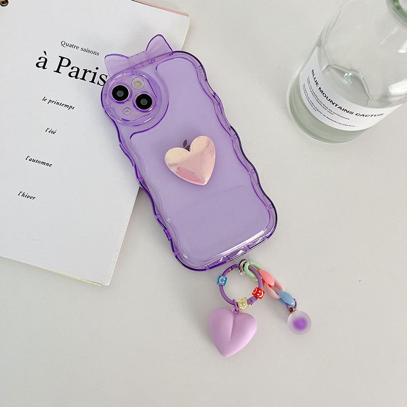 Heart Bow Wave Pattern Mobile Phone Case