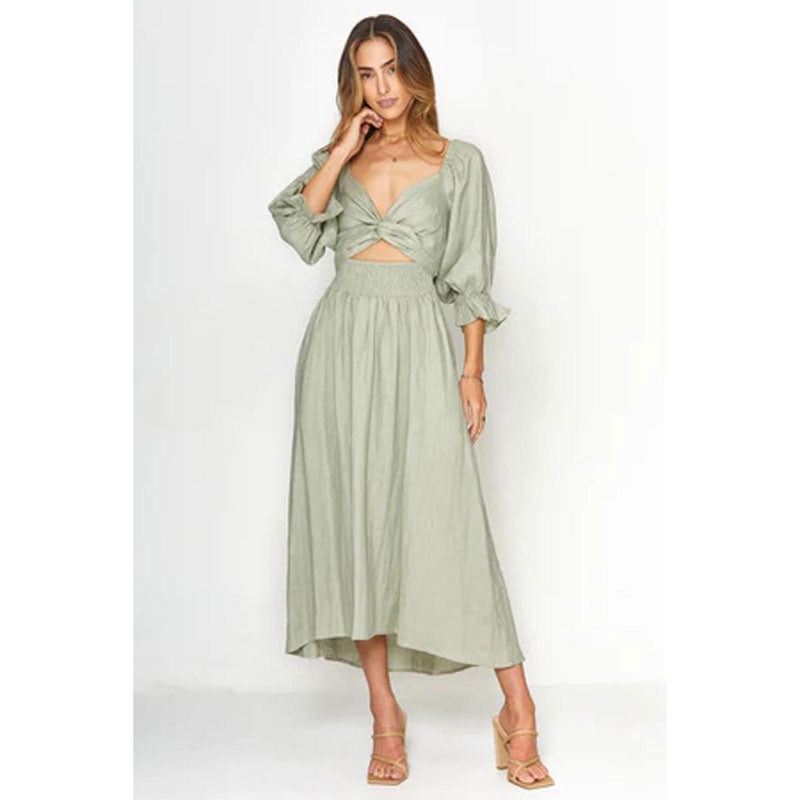 V-Neck Mid-Sleeve Reversible Skirt