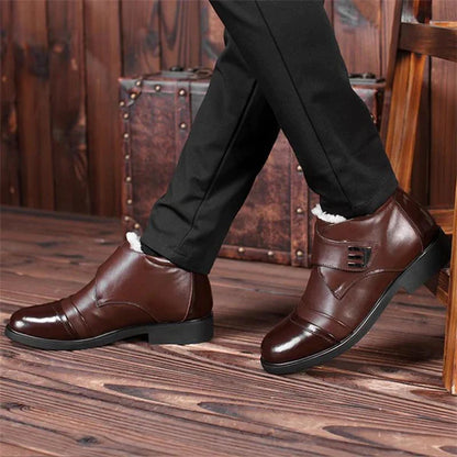 Varme, imitert pelsfôrede snøstøvler med ankelfor for menn