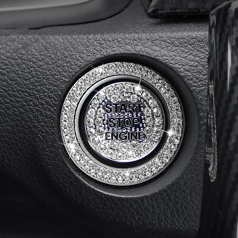 Car One-Button Start Rhinestone Decorative Sticker
