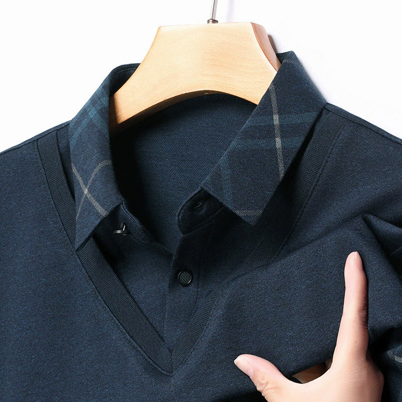 Fake To Deler Strikket Pullover - Fake Two Pieces Knitted Pullover