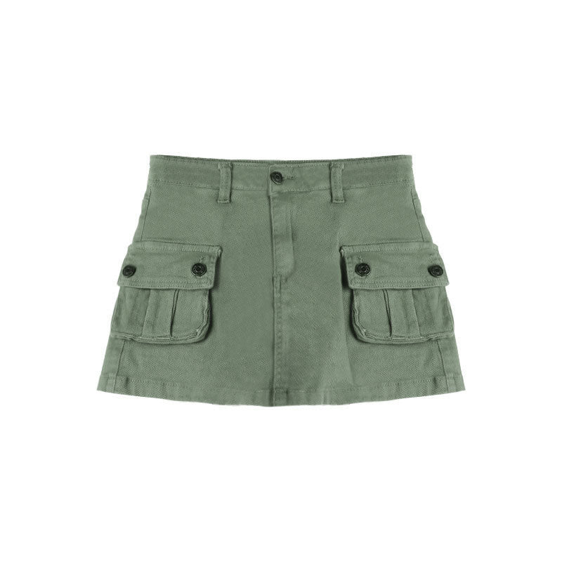 Women's A-Line Cargo Denim Skirt