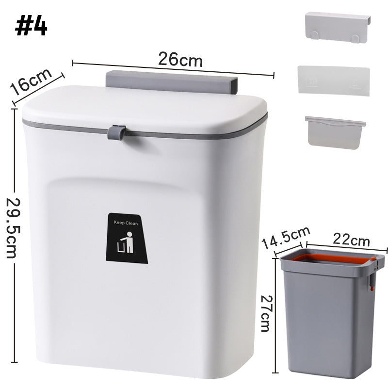 Kitchen Wall-Mounted Trash Can With Lid