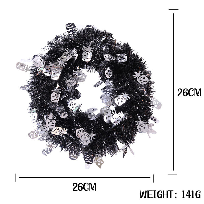 Wreath with Pumpkin Bat Skull