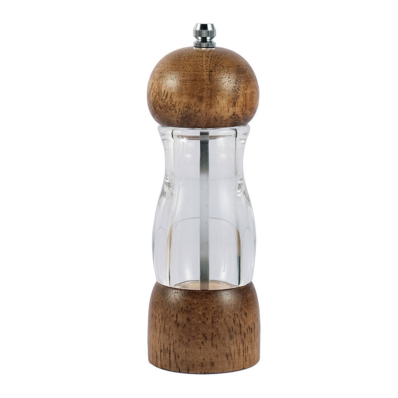 New Rubber Wood Transparent Pepper Grinder