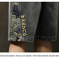 Embroidered Denim Shorts