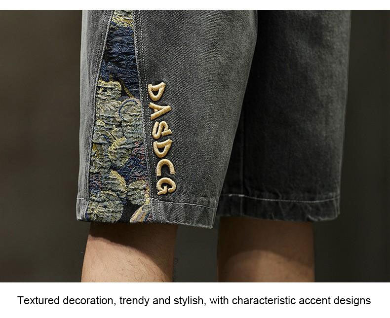 Embroidered Denim Shorts