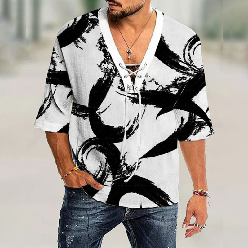 Loose Plus Size Tie Pullover Shirt