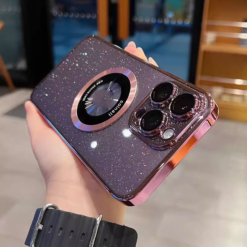 Electroplating Glitter Powder Magnetic Phone Case