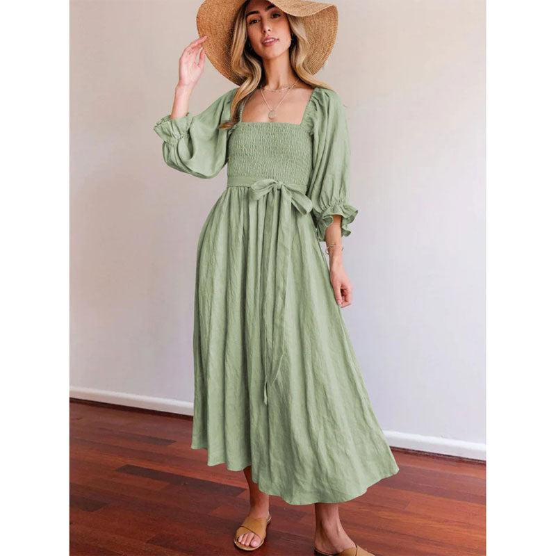 V-Neck Mid-Sleeve Reversible Skirt