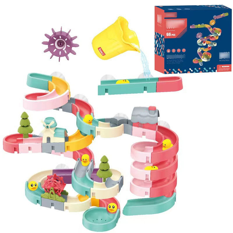 Diy Baby Playing With Water Sprinkler Assembled Track Slider