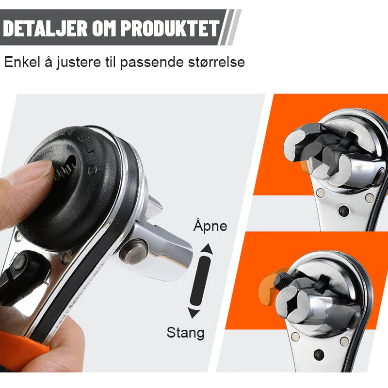 Justerbar skrallenøkkel/Adjustable ratchet wrench