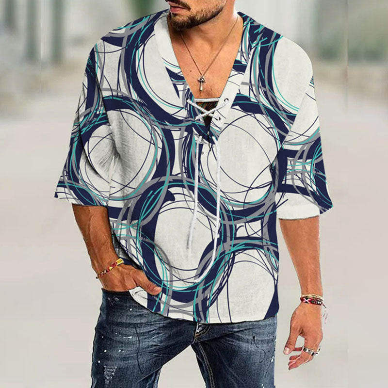 Loose Plus Size Tie Pullover Shirt