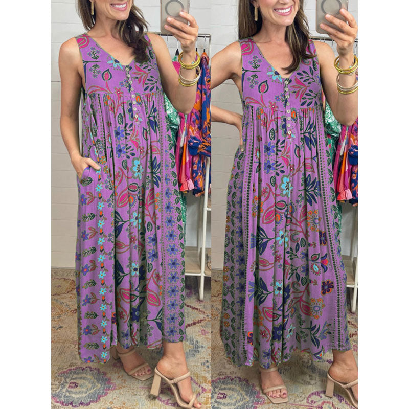 Printed Loose Sleeveless Jumpsuit